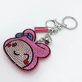 Hotfix rhinestone cartoon rabbit keychain with diamond tassel bag charm - cute accessories for girls