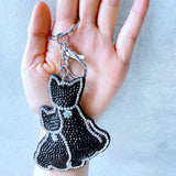 Mother and child cat hot diamond keychain korean velvet diamond-encrusted warm family pendant family theme bag accessories gift
