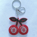 Korean velvet cherry number 8 keychain - lucky number theme, sweet style bag charm, backpack accessory