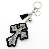 Cross-border diamond-encrusted cross keychain creative korean velvet key chain bag pendant tk hot-selling pendant jewelry factory