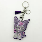 New arrival diamond-encrusted kuromi keychain cartoon bag pendant tassel metal creative accessories cross-border hot sale