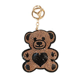 Bag charm women's korean velvet bear heart keychain cute animal pendant schoolbag accessory backpack ornament