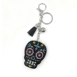 Cross-border hot-selling diamond-encrusted skull keychain fashion tassel bag pendant halloween creative jewelry
