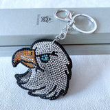 Korean velvet hot diamond eagle keychain korean leather diamond-encrusted cat, dog, water leopard, snake and lizard multi-style luggage accessories