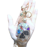 Halloween skull keychain - sparkling korean velvet diamond, sweet & cool bag charm, holiday gift keyring