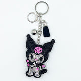 New arrival diamond-encrusted kuromi keychain cartoon bag pendant tassel metal creative accessories cross-border hot sale