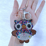 Owl keychain - korean velvet hotfix rhinestone bag charm - "eye of wisdom" design cute luggage & bag accessories