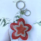 Purple gold flower fashion luggage soft pendant korean velvet hot diamond keychain flower leather full diamond key ring accessories