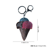 Ice cream colorful tube leather full diamond keychain pendant korean velvet hot diamond dessert theme luggage accessories