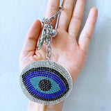 Cross-border evil eye keychain - korean velvet turkish nazar boncuk luggage & bag accessory
