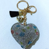 Creative diamond-studded heart keychain charm - fashionable peach heart bag accessory - small gift diamond crystal keyring