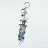 Diamond-studded syringe keychain - a stylish tassel charm, perfect for healthcare professionals and a hot-selling cross-border gift