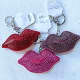 Cross-border hot selling sexy red lips diamond-encrusted women's bag pendant fashion korean velvet hot diamond two-color diamond keychain
