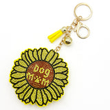 Diamond-studded sunflower keychain - european & american style tassel metal charm - bag accessory creative gift