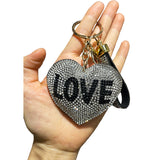 Cross-border hot-selling korean velvet diamond-encrusted pure color heart tassel keychain bag hanging fashion hot diamond luggage pendant