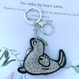 Seal keychain - korean velvet rhinestone ocean series - smooth and rounded design - backpack decoration charm