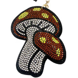 Diamond-studded mushroom keychain - european & american style tassel metal charm - bag accessory - cross-border hot seller