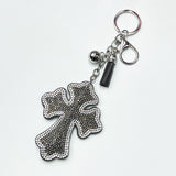 Cross-border diamond-encrusted cross keychain creative korean velvet key chain bag pendant tk hot-selling pendant jewelry factory