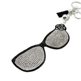 Diamond-studded sunglasses keychain - european & american style tassel metal charm - bag accessory - cross-border hot seller