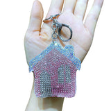 Cross-border hot-selling korean velvet diamond-encrusted house fairy tale house bag hanging keychain shiny car pendant wholesale