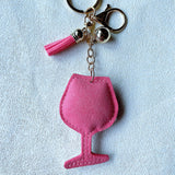 Red wine glass hot diamond keychain korean velvet diamond party pendant tassel fashion hot diamond luggage pendant