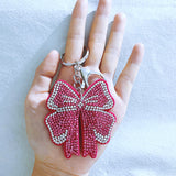 Korean velvet rhinestone butterfly keychain - super sparkly, sweet & girly charm - lightweight & durable bag accessory