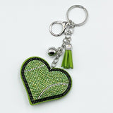 Hotfix rhinestone heart keychain - sports-themed tassel charm - car, bag, and jewelry accessory - cross-border bestseller