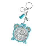 Diamond-studded alarm clock keychain - european & american style tassel metal charm - bag accessory - cross-border hot seller
