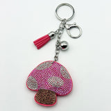 Diamond-studded mushroom keychain - european & american style tassel metal charm - bag accessory - cross-border hot seller