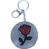 Cross-border in stock rose keychain korean velvet hot diamond bag hanger elegance romantic style key chain