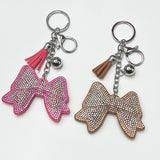 New arrival diamond-encrusted bows keychain fashion tassel metal bag pendant cross-border hot-selling model