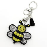 Diamond-studded bee keychain - european & american style tassel metal charm - creative bag & car accessory - cross-border hot seller
