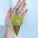 Cross-border hot-selling ice cream bag pendant fashion korean velvet hot diamond milk tea cup keychain