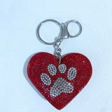 Aliexpress export two-color heart bear paw keychain korean velvet hot diamond keychain tassel bag pendant wholesale