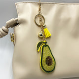 New arrival diamond-encrusted avocado keychain fashion bag pendant tassel metal creative accessories cross-border hot sale