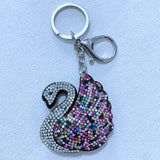 Korean velvet hotfix rhinestone swan keychain - elegant white swan bag accessory, luggage & backpack charm - lightweight & durable