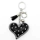 Diamond-studded heart keychain - european & american style tassel metal charm - bag accessory - cross-border hot seller