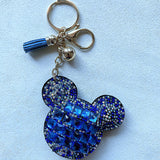 New mickey mouse keychain, korean velvet full rhinestone high-end bag charm, small accessory keychain, women's gift wholesale