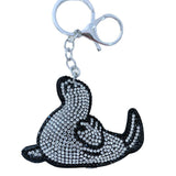 Seal keychain - korean velvet rhinestone ocean series - smooth and rounded design - backpack decoration charm