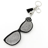 Diamond-studded sunglasses keychain - european & american style tassel metal charm - bag accessory - cross-border hot seller
