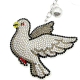 Diamond-studded peace dove keychain - european & american style tassel metal charm - bag accessory - cross-border hot seller