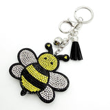 Diamond-studded bee keychain - european & american style tassel metal charm - creative bag & car accessory - cross-border hot seller