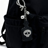 New skull keychain with rhinestone embellishments - trendy bag charm, cross-border hot seller, tassel metal keychain