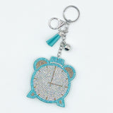 Diamond-studded alarm clock keychain - european & american style tassel metal charm - bag accessory - cross-border hot seller
