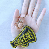Cross-border letter cheer keychain korean velvet hot diamond cheer gift diamond-encrusted horn pattern bag key chain