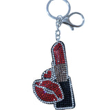 Korean velvet lipstick hot diamond keychain makeup styling accessories bestie gift bag pendant cross-border hot sale