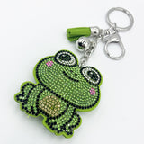 New arrival diamond-encrusted frog keychain cute cartoon bag pendant tassel metal creative accessories cross-border hot sale