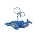 Wholesale foreign trade jewelry leather rhinestone keychain cartoon two-tone dolphin keychain bag accessories
