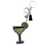 Rhinestone cocktail glass keychain, diamond-studded bag charm, fashion tassel accessory - hot-selling women's cross-border style