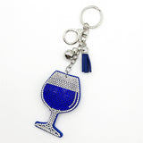 Diamond-studded wine glass keychain - european & american style tassel metal charm - bag accessory - cross-border hot seller